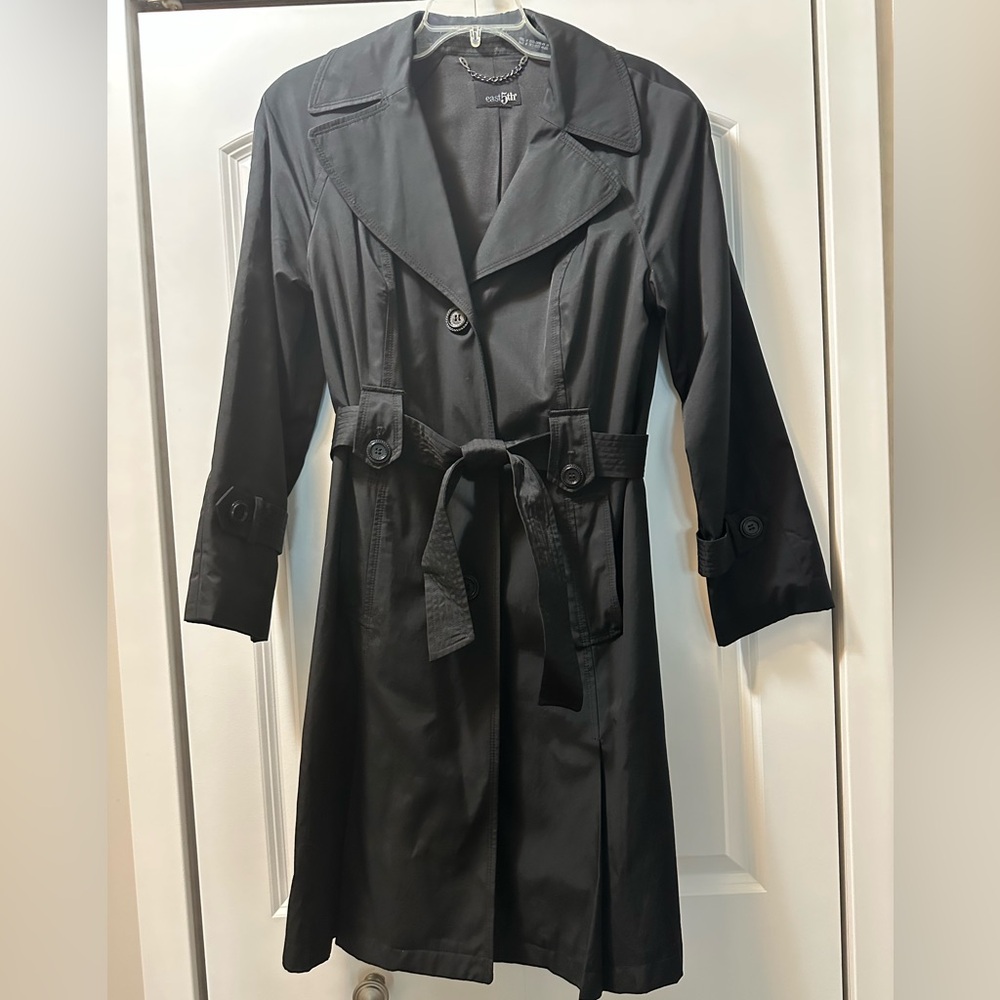 East 5th mid-length black trench coat jacket XL
